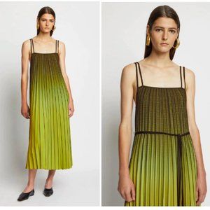 NWT Proenza Schouler White Label | Ombré Plaid Pleated Midi Dress in Olive/Black
